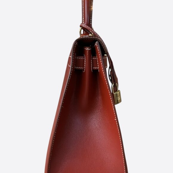 Hermes Sienne Red & Gold Hardware Box Leather Kelly 28 - Picture 2 of 8